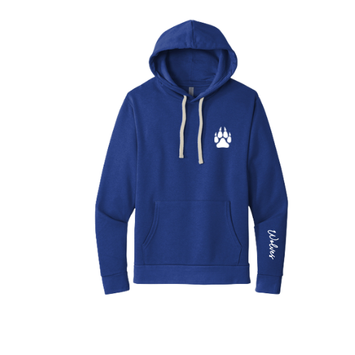 Worthington Kilbourne Wolves Royal Blue Hoodie – Paw Print & Sleeve Script