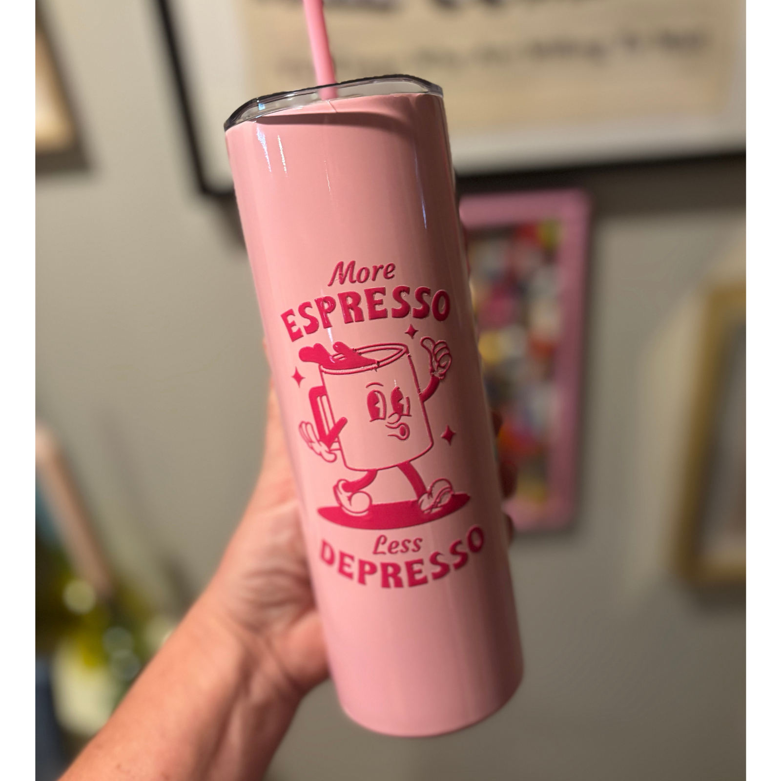 More Espresso, Less Depresso Tumbler – Funny Coffee Lover Cup