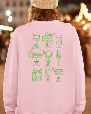 ’Tis the Season to Sip – Pink Holiday Cocktail Sweatshirt