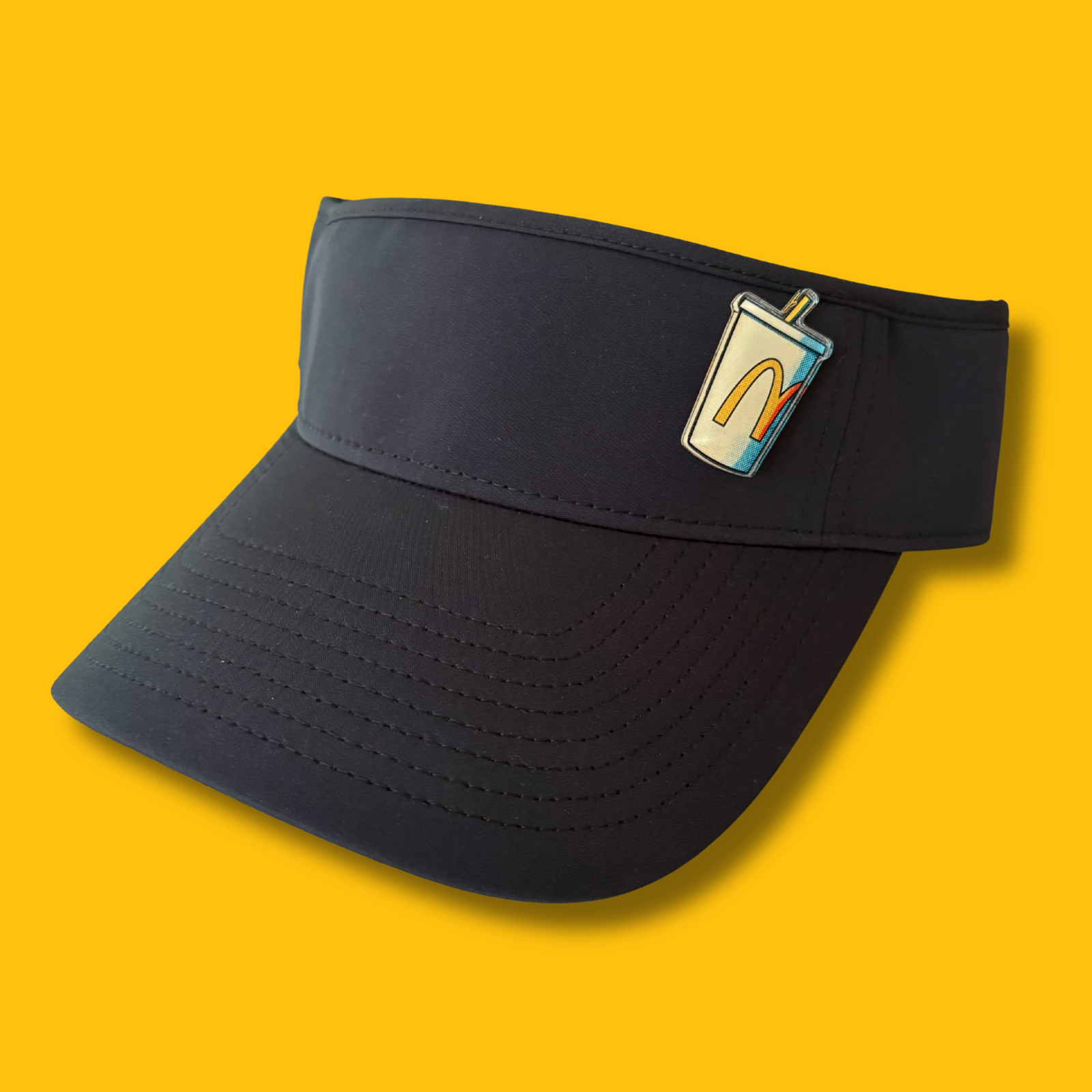 Black Visor with Adorable Beverage Pin