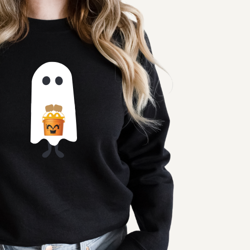 McDonald’s Halloween Black Sweatshirt | Ghost Holding Boo Bucket