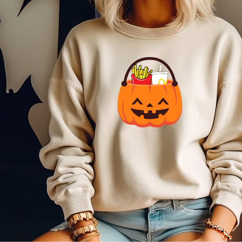 Fright Night Fuel Sweatshirt – McDonald’s Jack-O’-Lantern with Fries & Pop