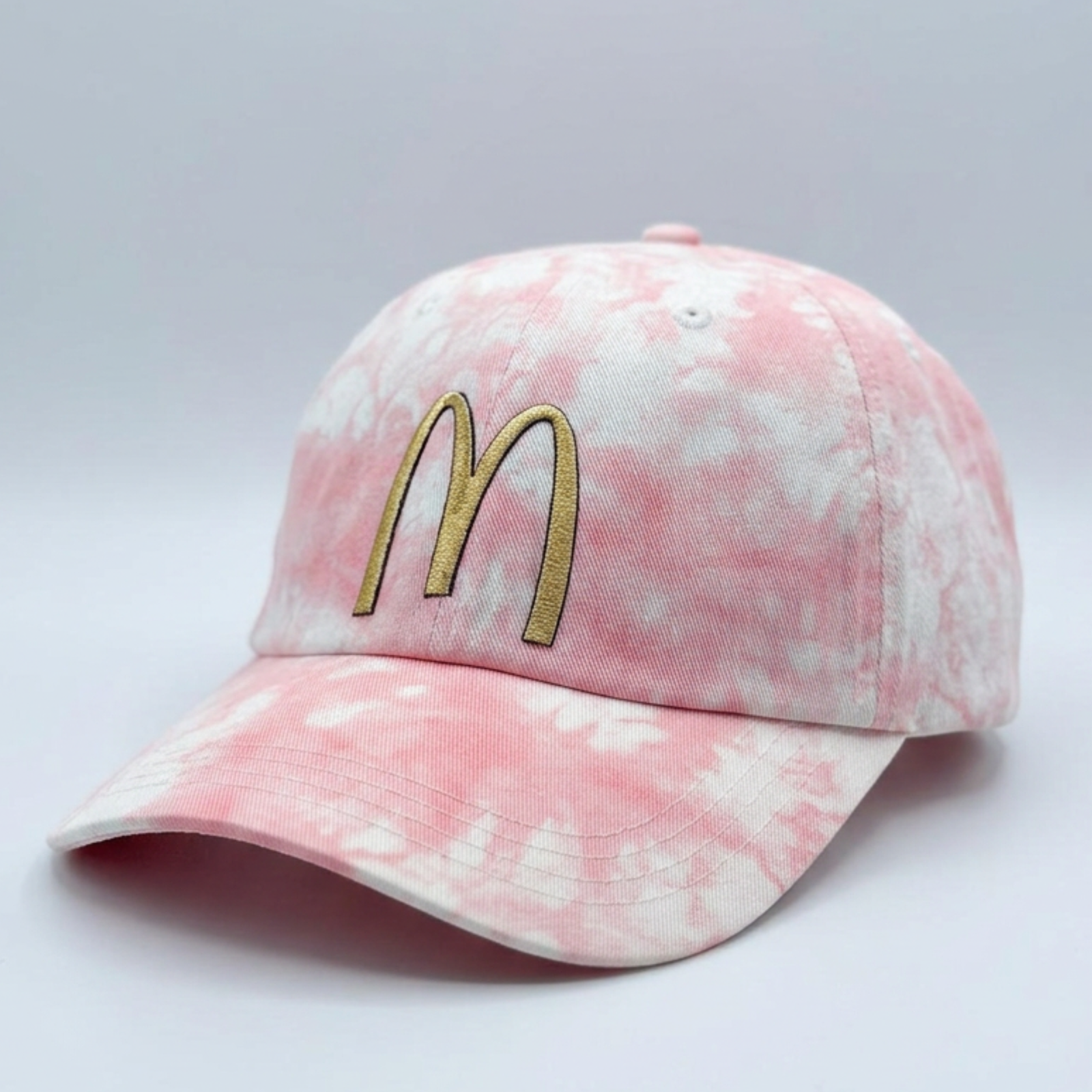 McDonald's Pink Tie-Dye Hat with Metallic Gold Arch