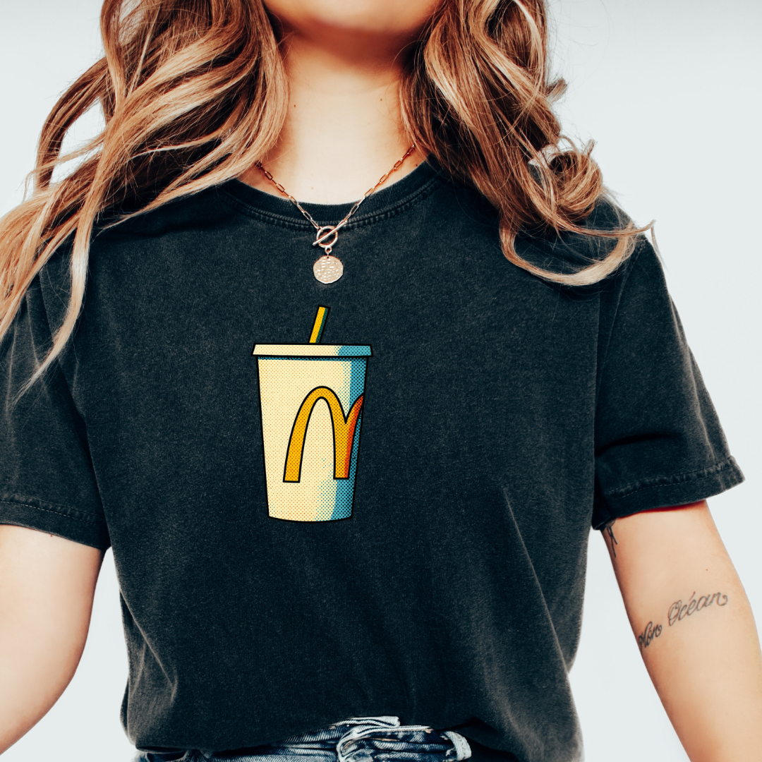 retro mcdonalds soda cup t shirt vintage fast food graphic black tee