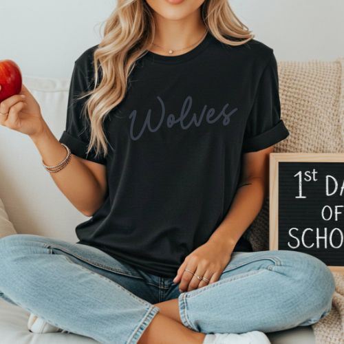 Worthington Kilbourne Wolves Black T-Shirt – Puff Script Design Spiritwear