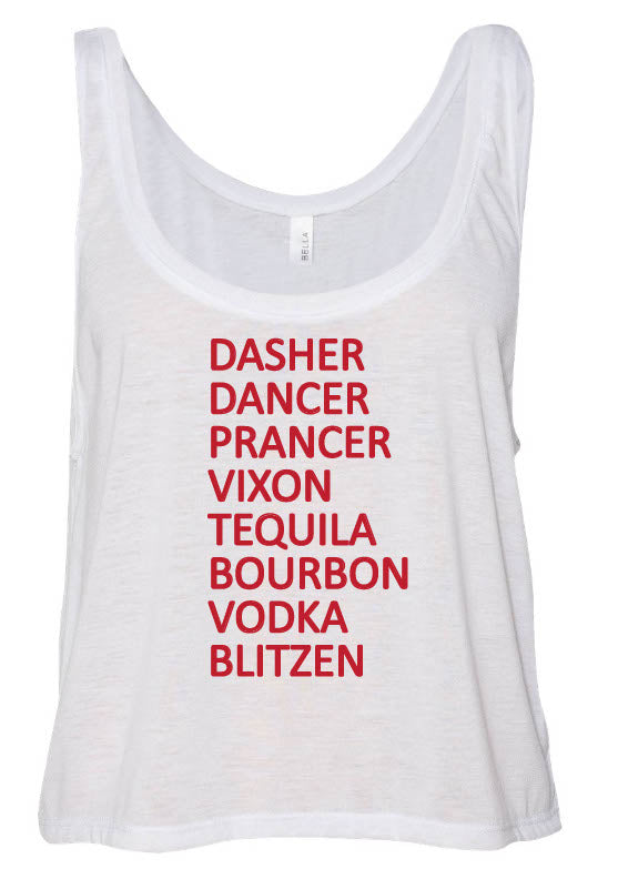 Women's Dasher Dancer Vodka Tequila Print T-Shirt - Casual Short Sleeve Blouse, Loose Fit - View #2