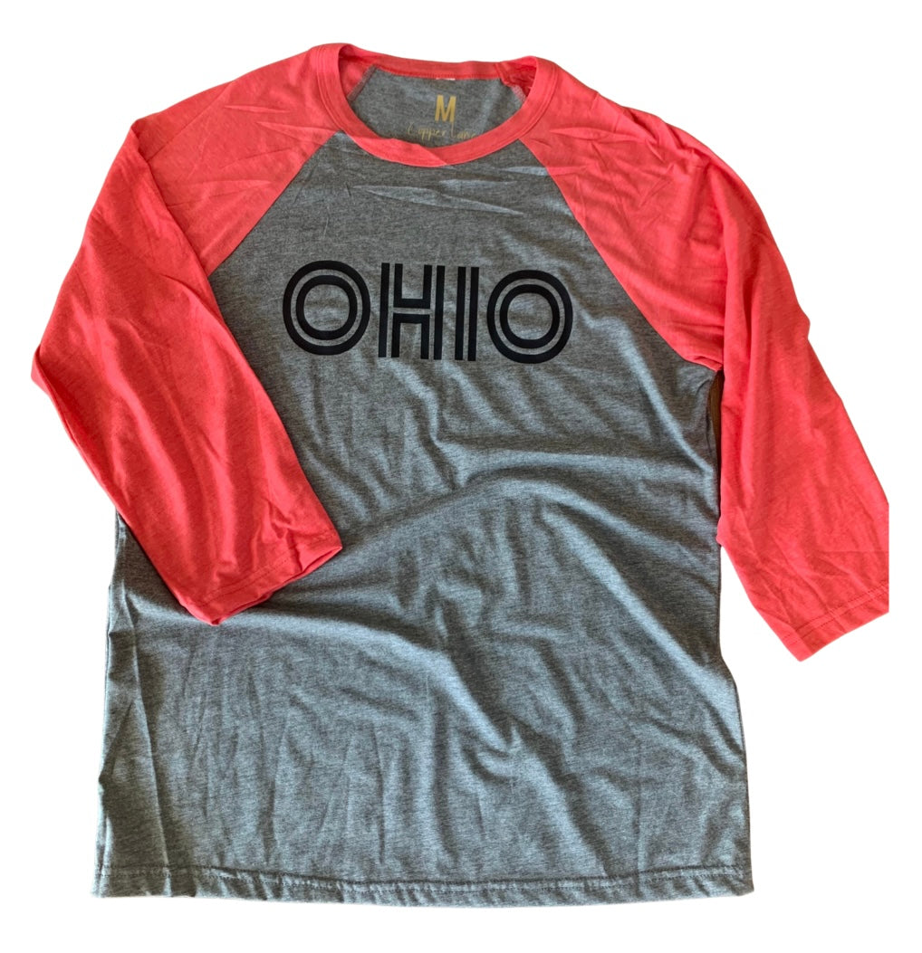 OHIO Red and Charcoal 3/4 Shirt