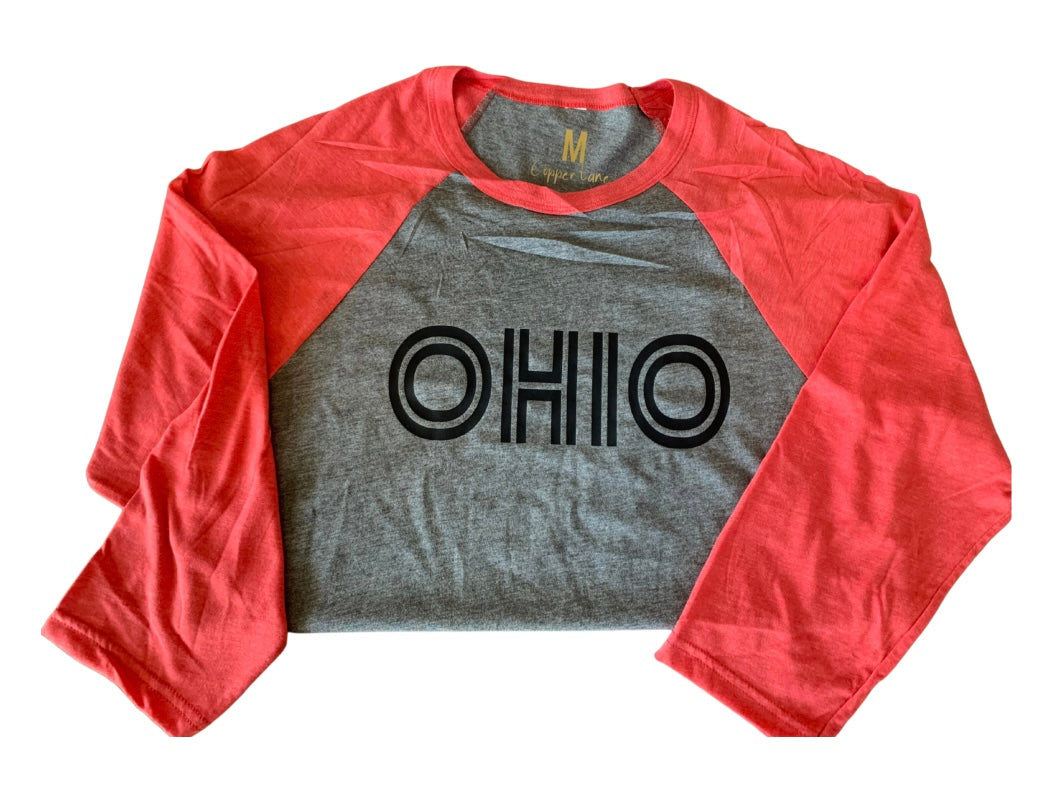 OHIO Red and Charcoal 3/4 Shirt